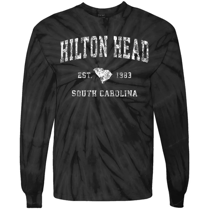 Hilton Head South Carolina Sc Vintage Athletic Sports Design Tie-Dye Long Sleeve Shirt