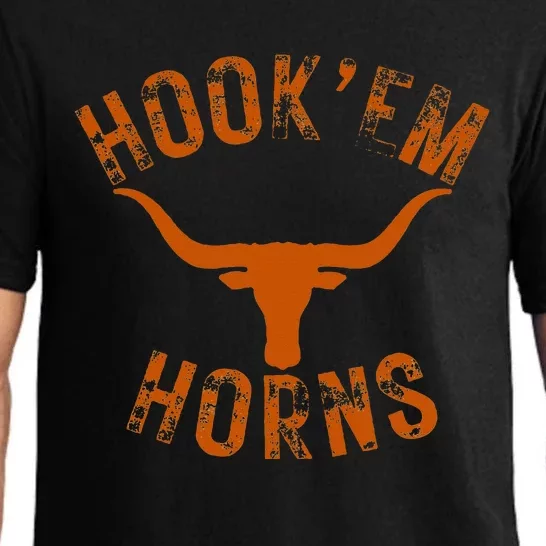 HookEm Horns State Of Texas Bull Head With Longhorns Pajama Set