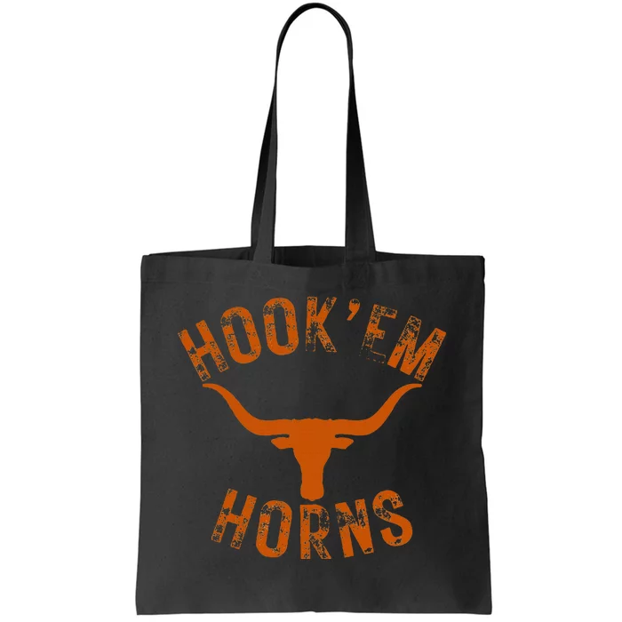 HookEm Horns State Of Texas Bull Head With Longhorns Tote Bag