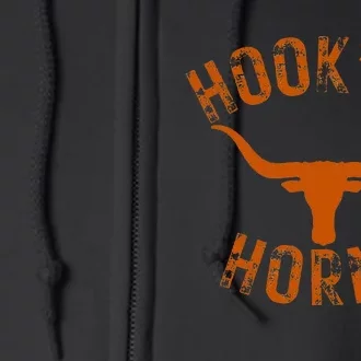 HookEm Horns State Of Texas Bull Head With Longhorns Full Zip Hoodie