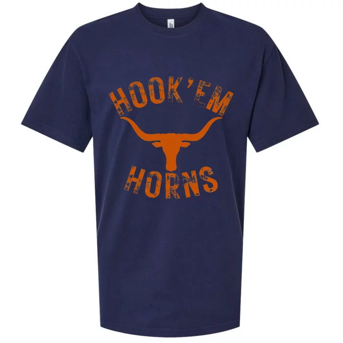 HookEm Horns State Of Texas Bull Head With Longhorns Sueded Cloud Jersey T-Shirt