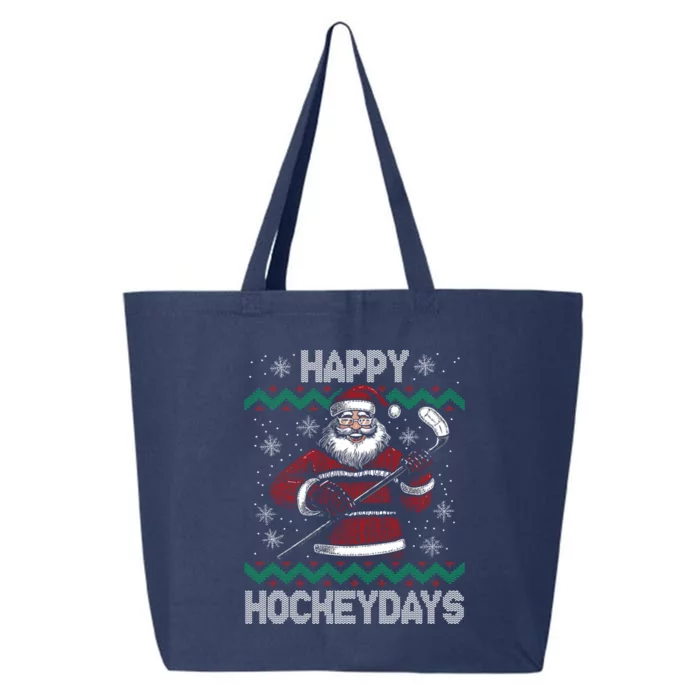 Happy Hockeydays Santa Ice Hockey Fan Ugly Christmas Gift 25L Jumbo Tote