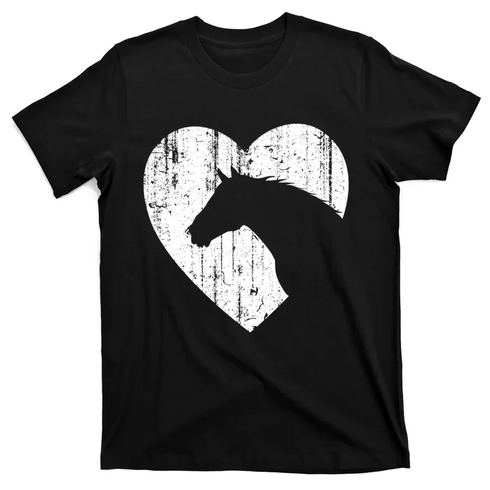 Horse Heart Silhouette For Cowgirl Equestrian Graphic Print Gift T-Shirt