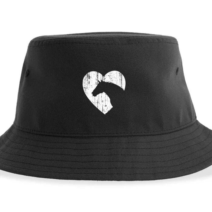 Horse Heart Silhouette For Cowgirl Equestrian Graphic Print Gift Sustainable Bucket Hat