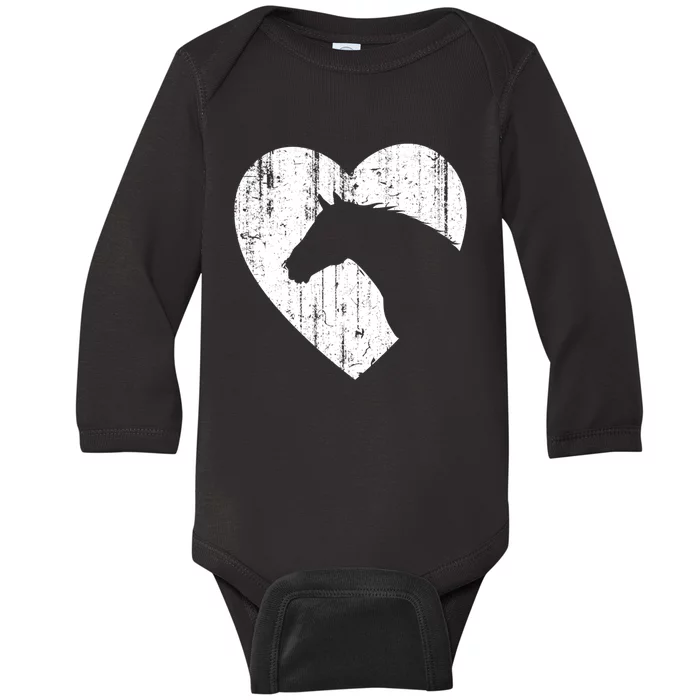 Horse Heart Silhouette For Cowgirl Equestrian Graphic Print Gift Baby Long Sleeve Bodysuit