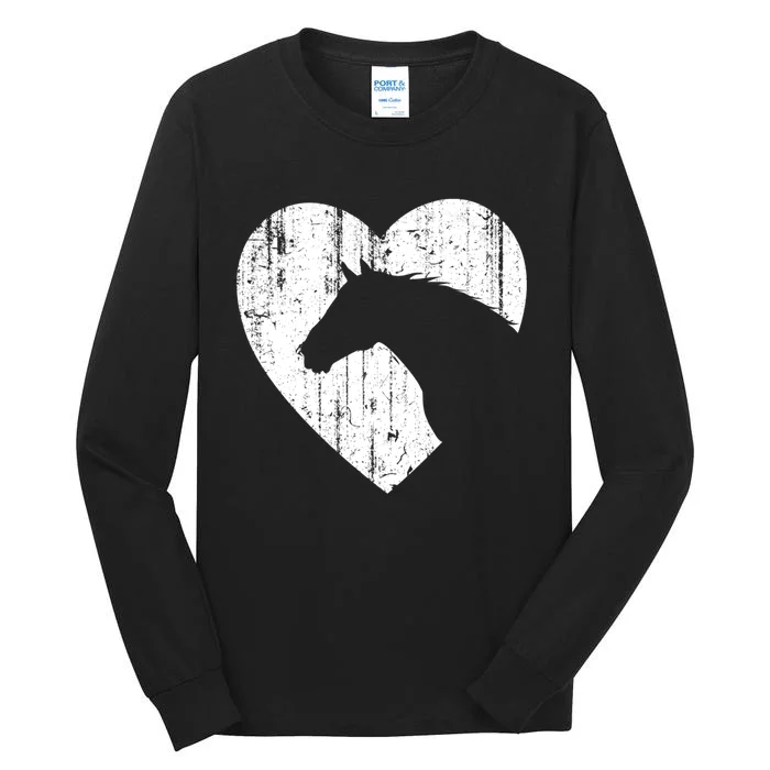 Horse Heart Silhouette For Cowgirl Equestrian Graphic Print Gift Tall Long Sleeve T-Shirt