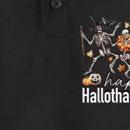 Happy Hallothanksmas Skeleton Turkey Christmas Halloween Dry Zone Grid Performance Polo