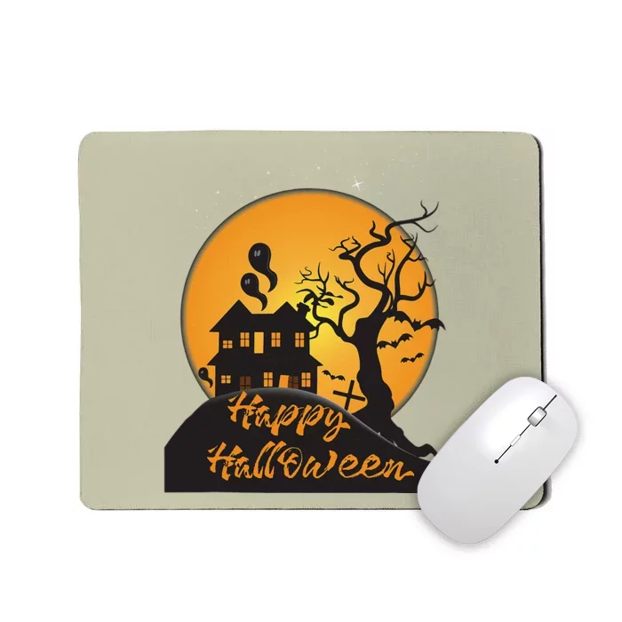 Happy Halloween Spooky Haunted House Mousepad