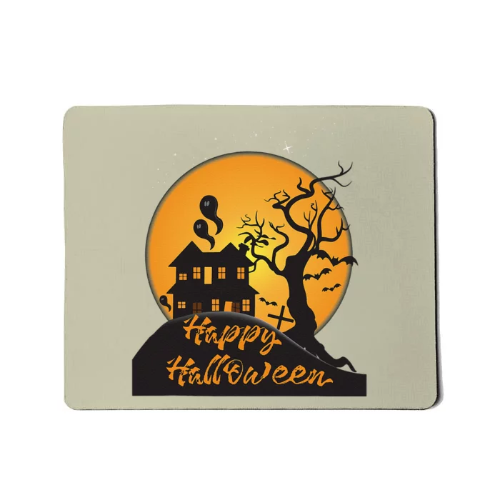 Happy Halloween Spooky Haunted House Mousepad