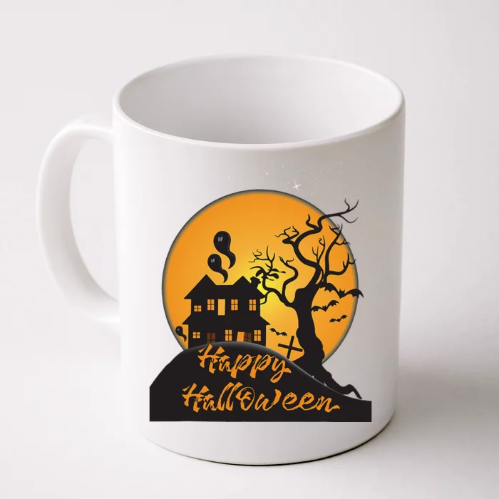 Happy Halloween Spooky Haunted House Front & Back Coffee Mug