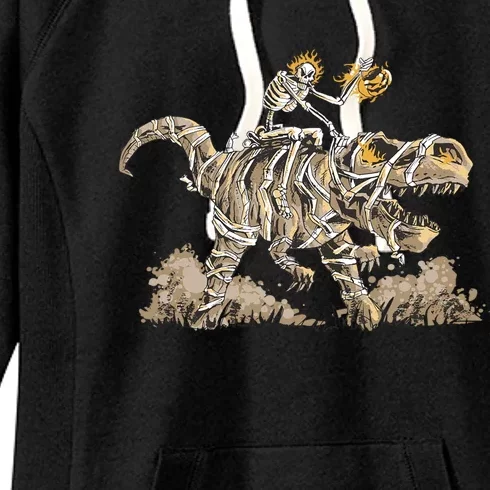 Happy Halloween Skeleton Mummy Dinosuar TRex Great Gift Women's Fleece Hoodie