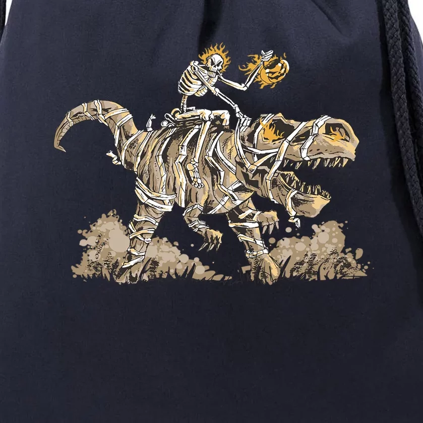 Happy Halloween Skeleton Mummy Dinosuar TRex Great Gift Drawstring Bag