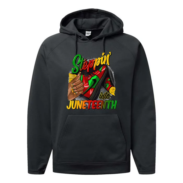 High Heels Steppin Into Juneteenth Africa Black Man Performance Fleece Hoodie