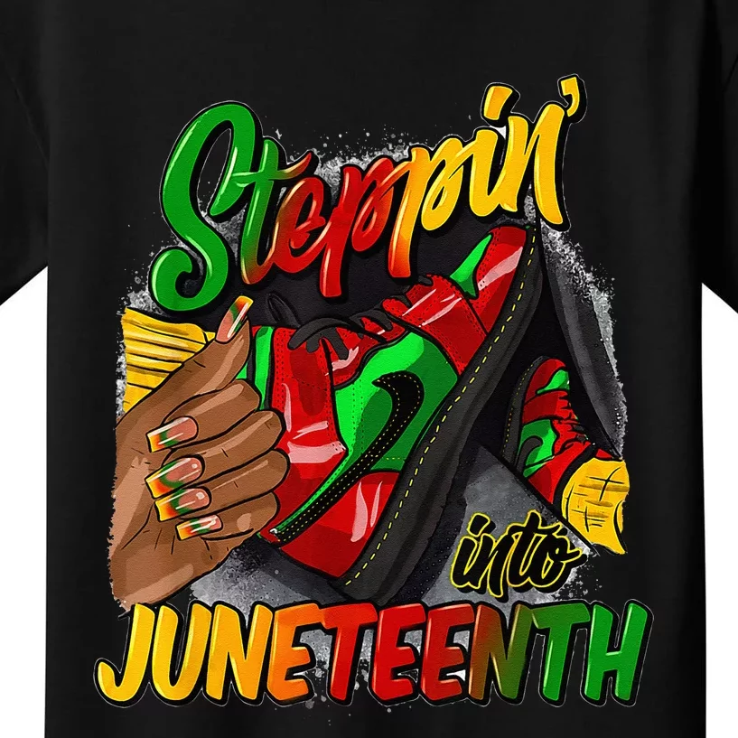 High Heels Steppin Into Juneteenth Africa Black Man Kids T-Shirt