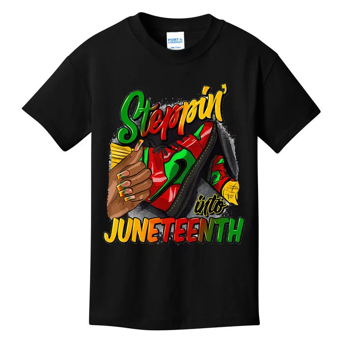 High Heels Steppin Into Juneteenth Africa Black Man Kids T-Shirt