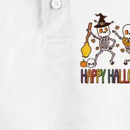 Happy Hallothanksmas Skeleton Halloween Thanksgiving Xmas Dry Zone Grid Performance Polo