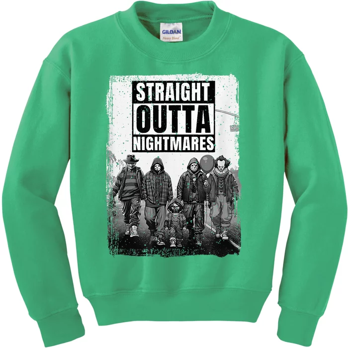 Horror Halloween Scary Straight Outta Nightmares Kids Sweatshirt