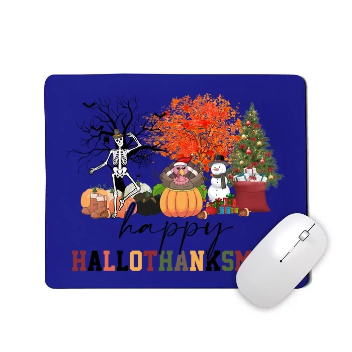 Happy Hallothanksmas Skeleton Pumpkins Turkey Christmas Tree Gift Mousepad