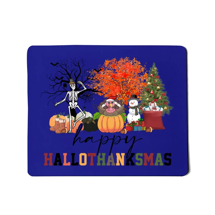 Happy Hallothanksmas Skeleton Pumpkins Turkey Christmas Tree Gift Mousepad