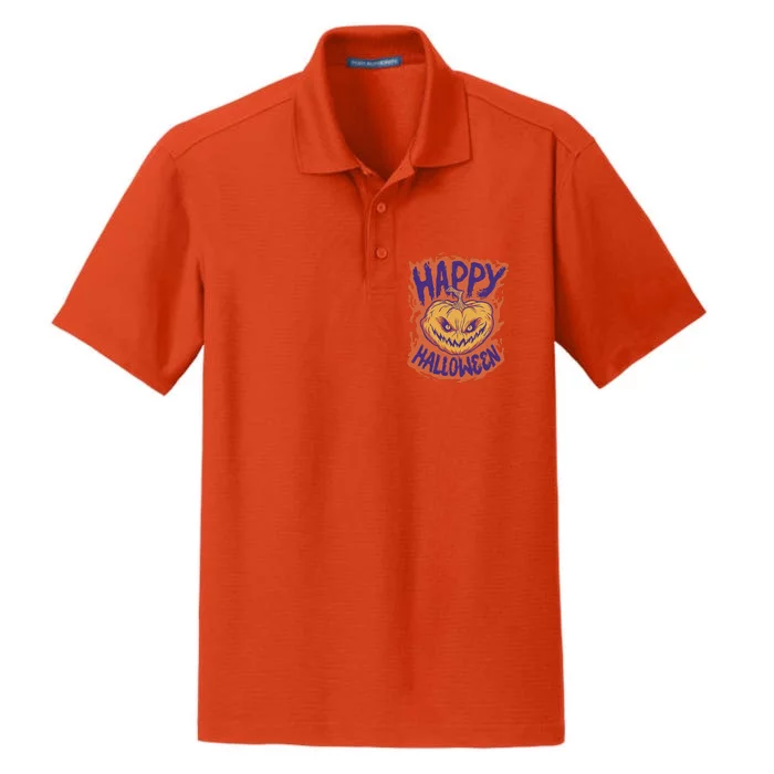 Happy Halloween Spooky Pumpkin Dry Zone Grid Performance Polo