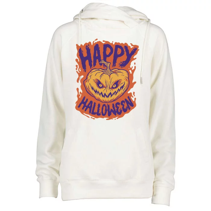 Happy Halloween Spooky Pumpkin Womens Funnel Neck Pullover Hood