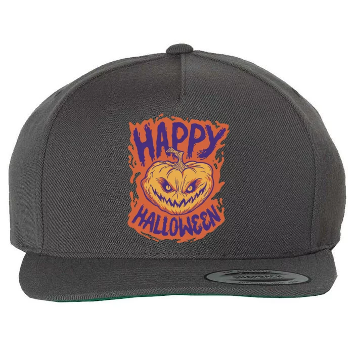 Happy Halloween Spooky Pumpkin Wool Snapback Cap