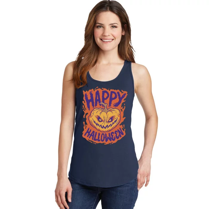 Happy Halloween Spooky Pumpkin Ladies Essential Tank