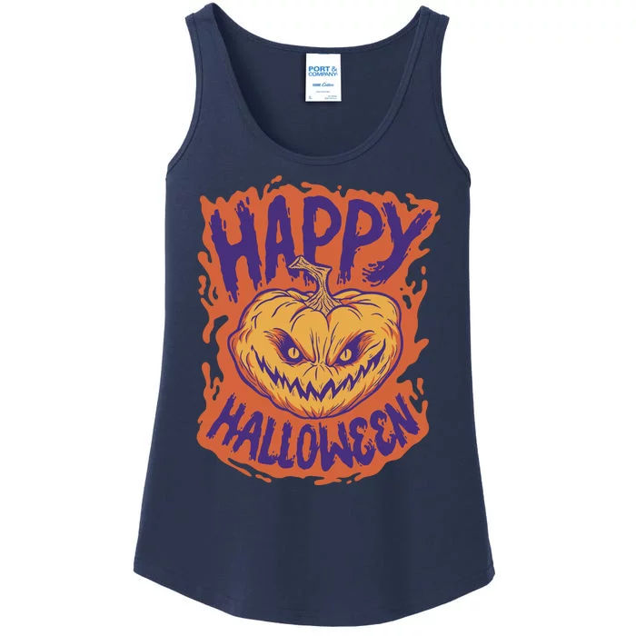 Happy Halloween Spooky Pumpkin Ladies Essential Tank