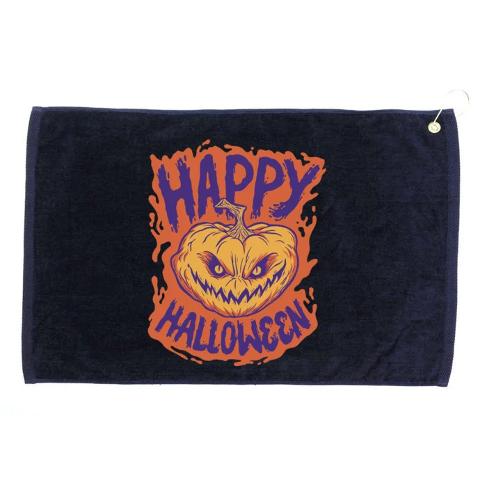 Happy Halloween Spooky Pumpkin Grommeted Golf Towel