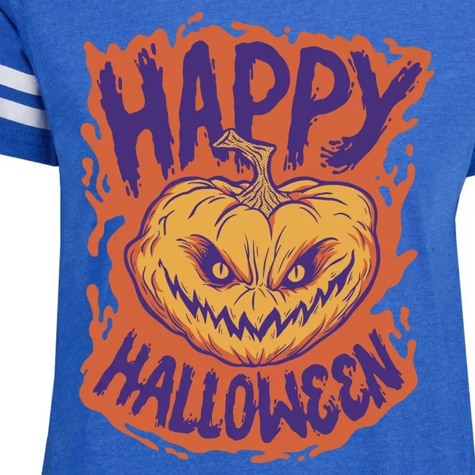 Happy Halloween Spooky Pumpkin Enza Ladies Jersey Football T-Shirt