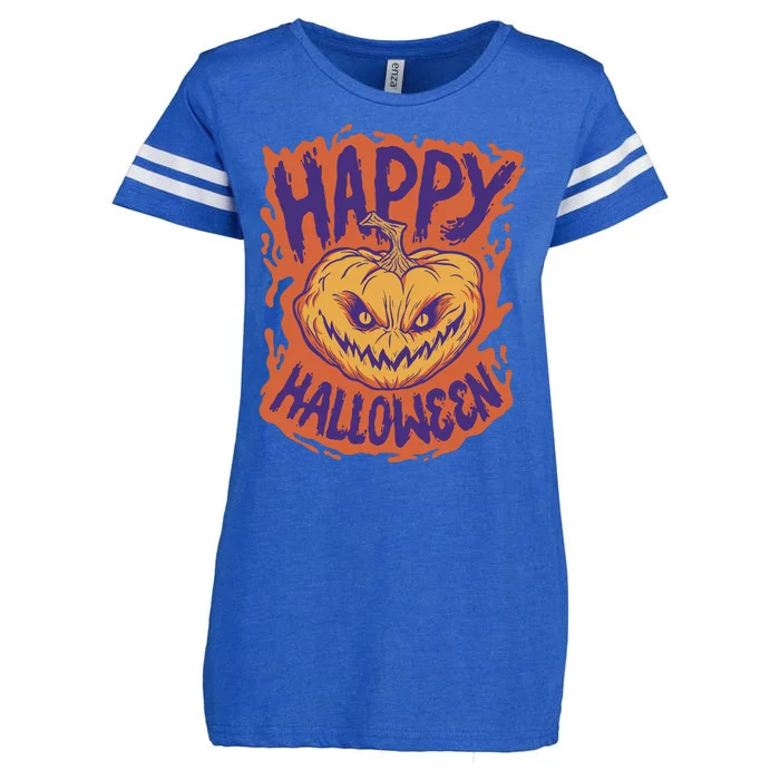 Happy Halloween Spooky Pumpkin Enza Ladies Jersey Football T-Shirt