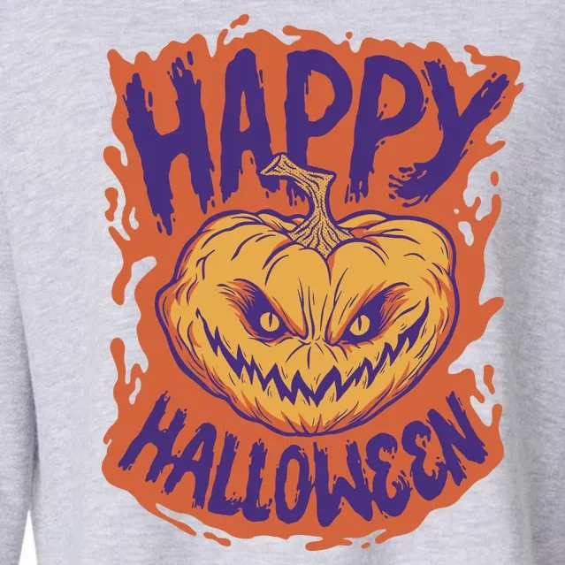 Happy Halloween Spooky Pumpkin Cropped Pullover Crew