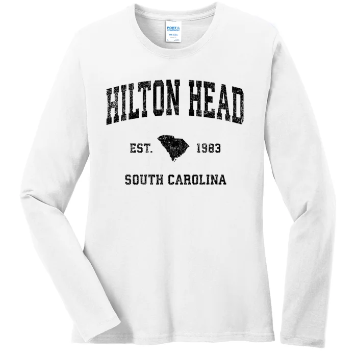 Hilton Head South Carolina Sc Vintage Established Sports Design Ladies Long Sleeve Shirt