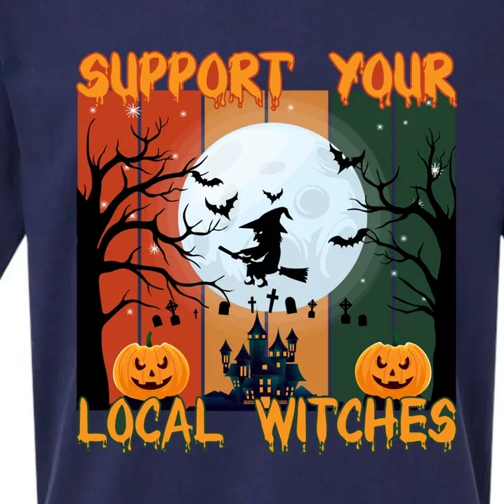 Happy Halloween Support Your Local Witches Gift Sueded Cloud Jersey T-Shirt