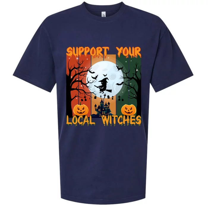 Happy Halloween Support Your Local Witches Gift Sueded Cloud Jersey T-Shirt