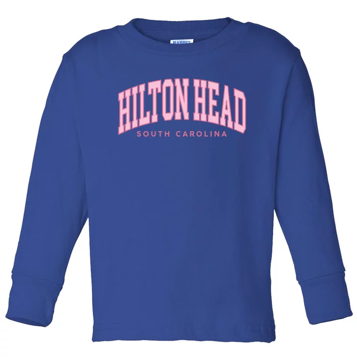 Hilton Head Sc South Carolina Retro Vintage Preppy Gift Toddler Long Sleeve Shirt