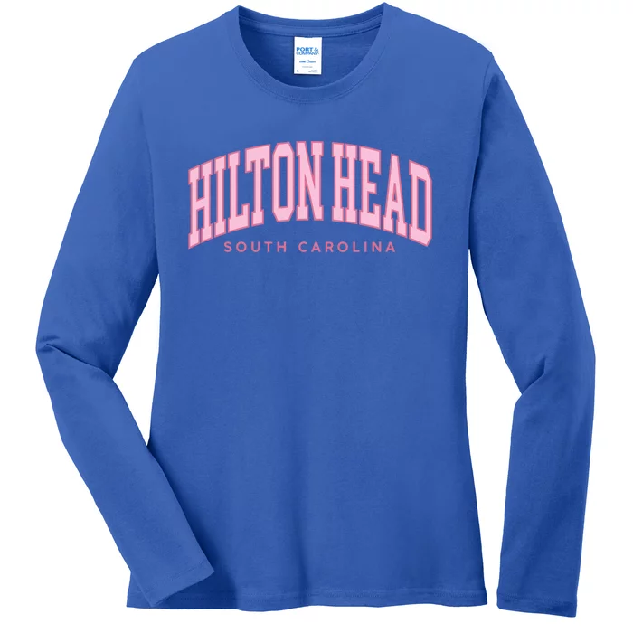 Hilton Head Sc South Carolina Retro Vintage Preppy Gift Ladies Long Sleeve Shirt