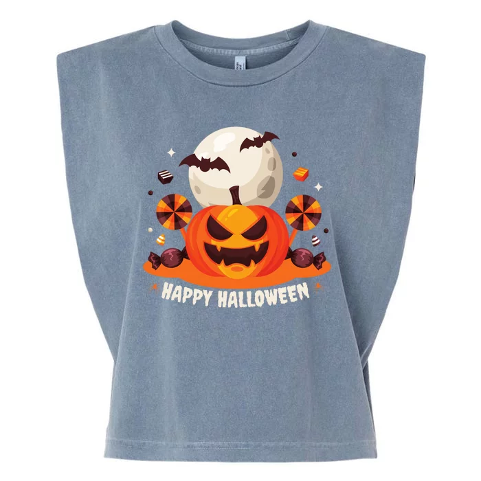 Happy Halloween Spooky Pumpkin Candy Garment-Dyed Women's Muscle Tee