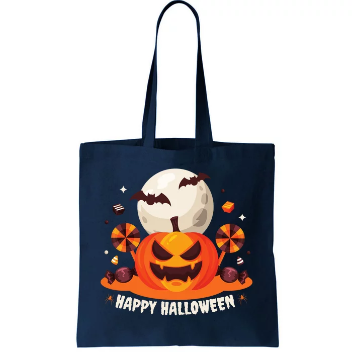 Happy Halloween Spooky Pumpkin Candy Tote Bag