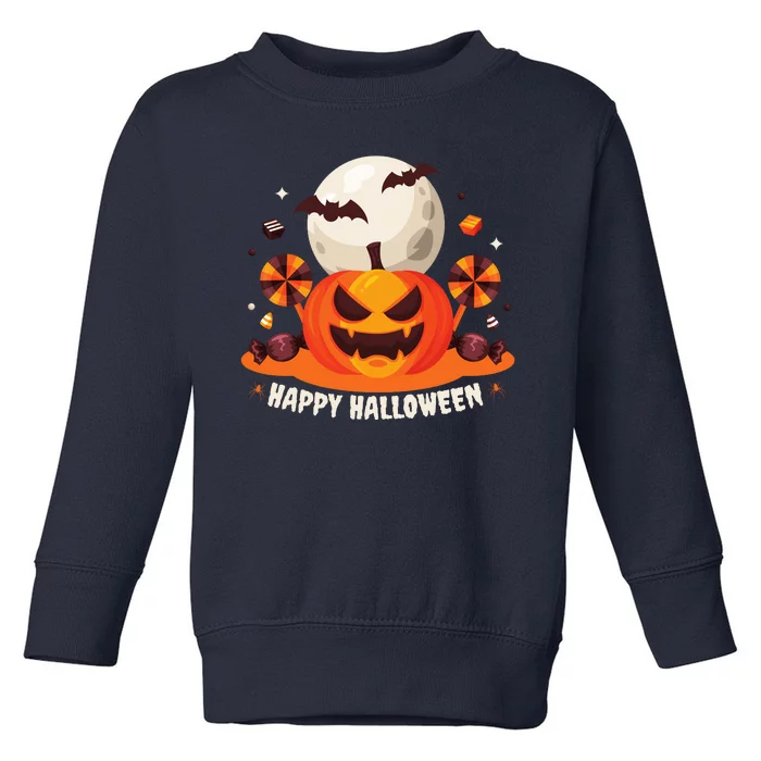 Happy Halloween Spooky Pumpkin Candy Toddler Sweatshirt