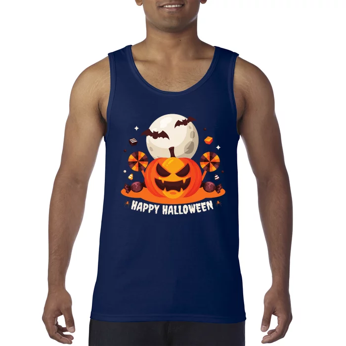 Happy Halloween Spooky Pumpkin Candy Tank Top