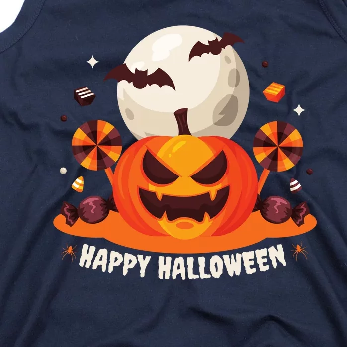 Happy Halloween Spooky Pumpkin Candy Tank Top