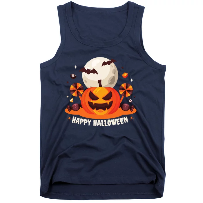 Happy Halloween Spooky Pumpkin Candy Tank Top