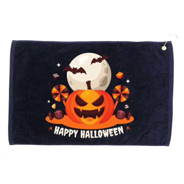 Happy Halloween Spooky Pumpkin Candy Grommeted Golf Towel