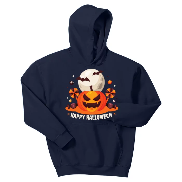 Happy Halloween Spooky Pumpkin Candy Kids Hoodie