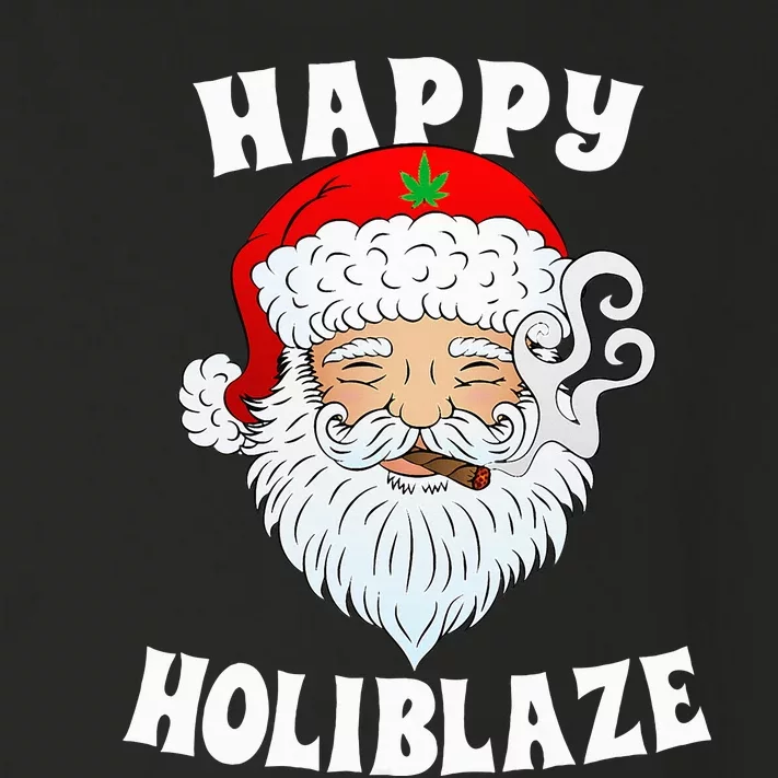 Happy Holiblaze Santa Smoking Weed Funny Christmas Toddler Long Sleeve Shirt