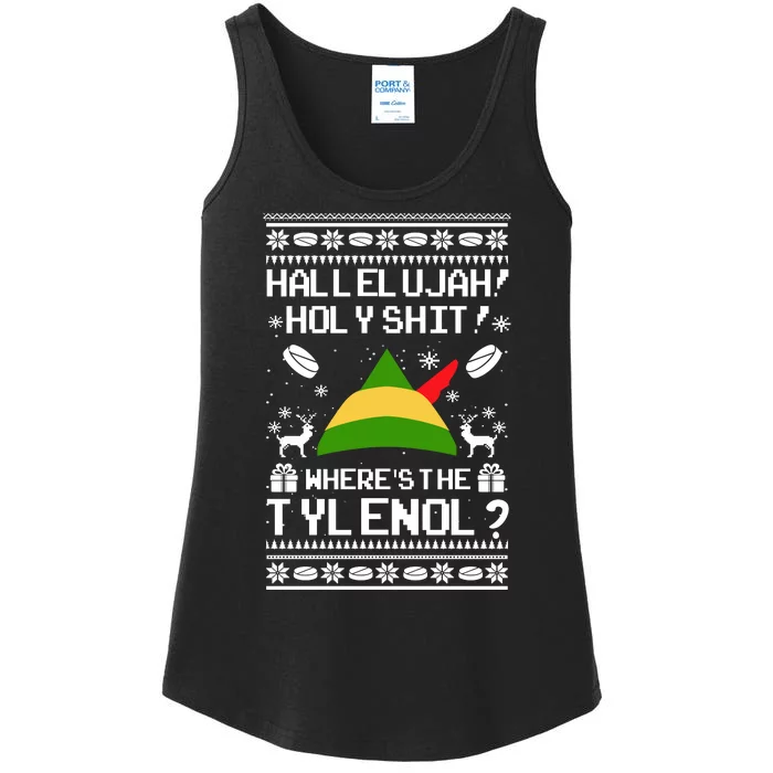 Hallelujah! Holy Shit! Wheres The Tylenol? Funny Vacation Christmast Gift Ladies Essential Tank