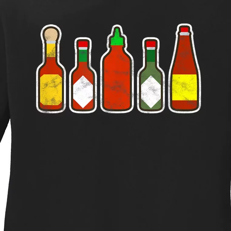 Habanero Hot Sauce Foodie Spicy Hot Mexican Food Ladies Long Sleeve Shirt