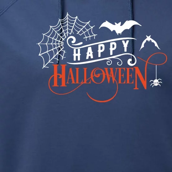 Happy Halloween Spiderweb Spooky Performance Fleece Hoodie