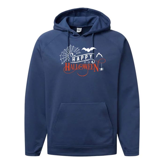 Happy Halloween Spiderweb Spooky Performance Fleece Hoodie